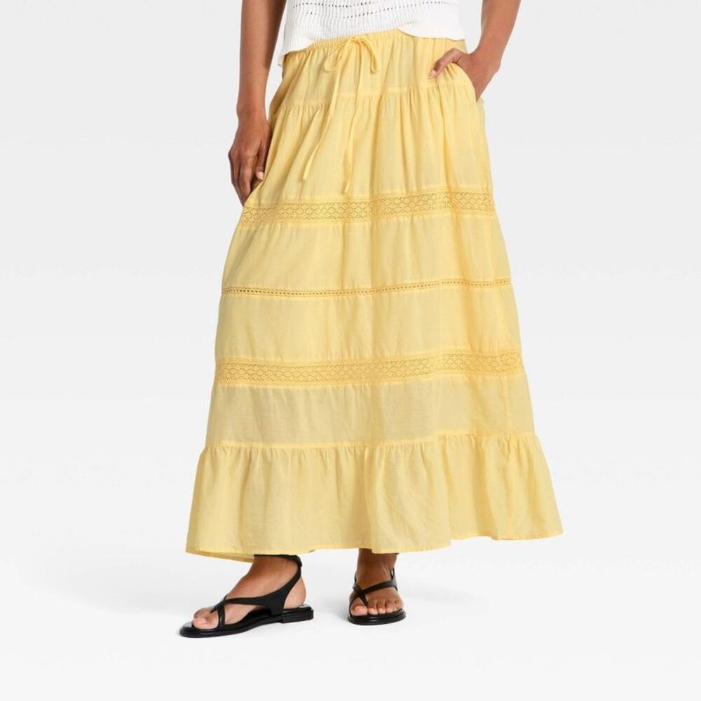 Women's Lace Maxi Full Skirt - Universal Thread Light Yellow L